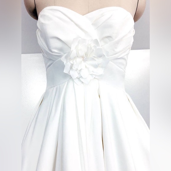 Oleg Cassini Strapless Faille High-low Ct326 Wedding Dress Sz 12‎ nwot - Picture 2 of 11